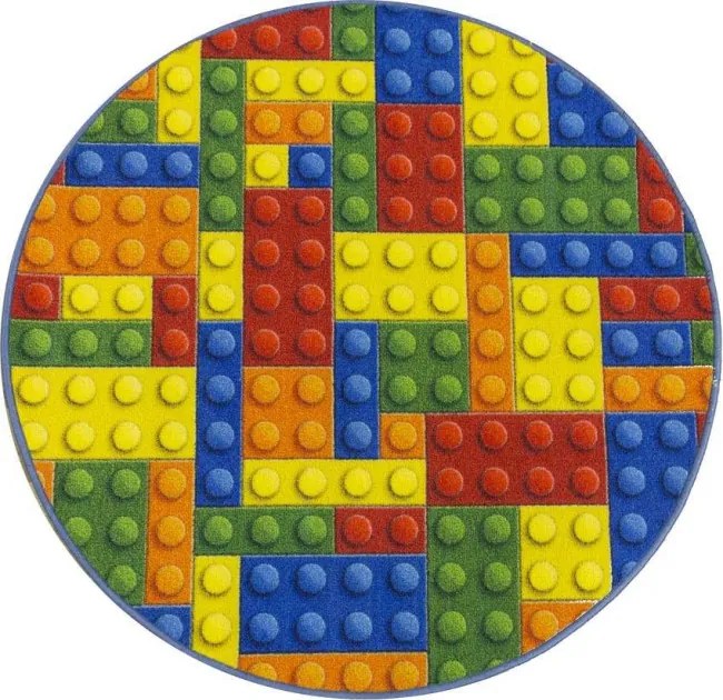 Detský koberec kocky lego viacfarebný kruh