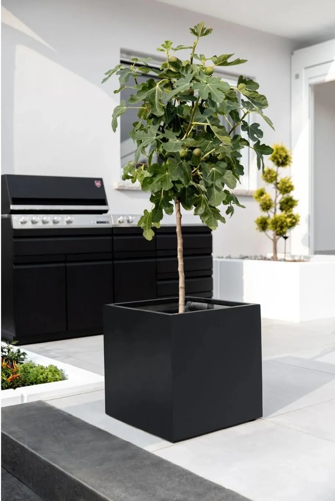 Kvetináč BLOCK, sklolaminát, 50x50x50 cm, antracit