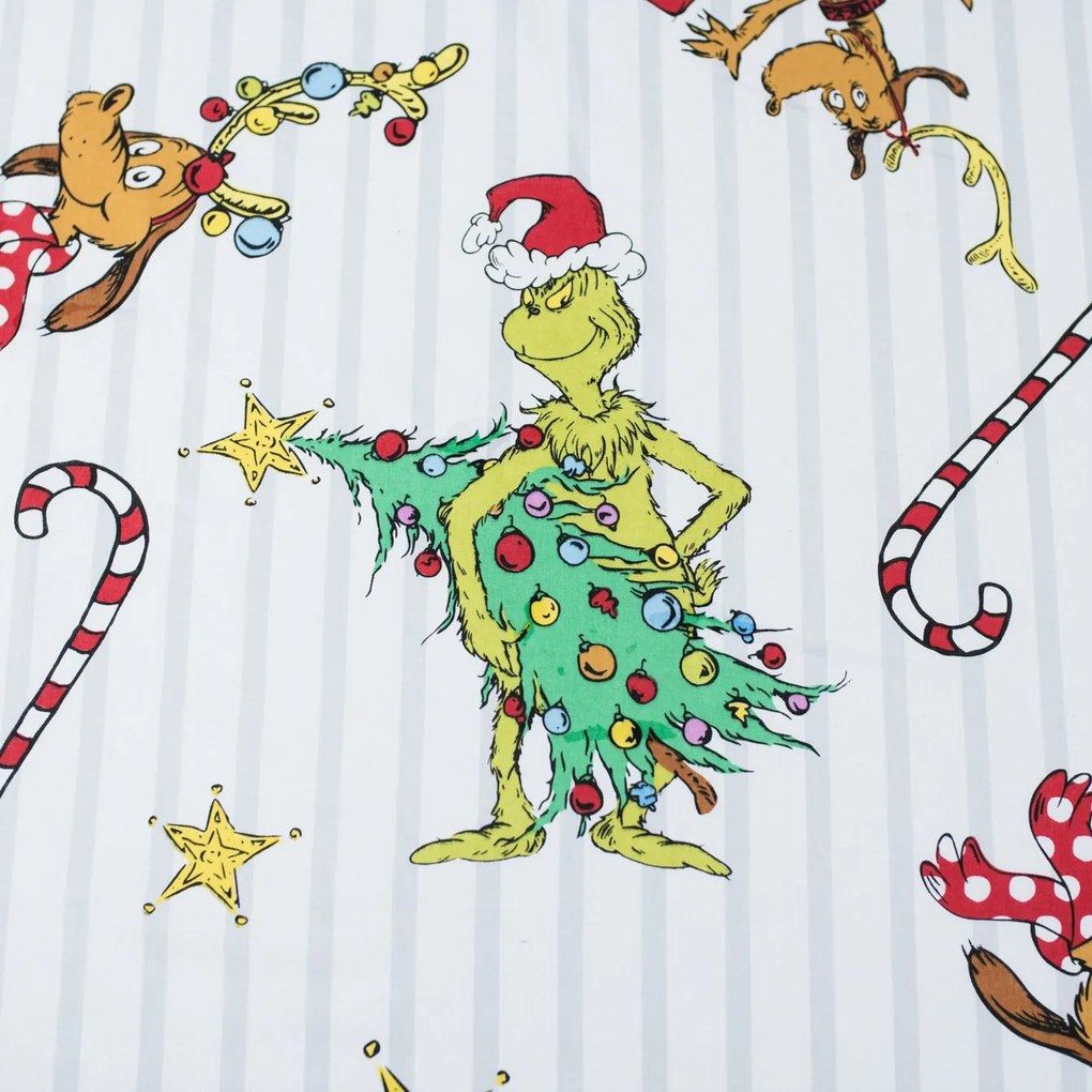 Jerry Fabrics Bavlnené napínacie prestieradlo 90x200 + 25 cm - Grinch "Grinchmas"