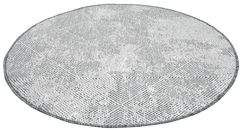 Dekorstudio Obojstranný okrúhly koberec na terasu DuoRug 5845 - sivý Priemer koberca: 160cm