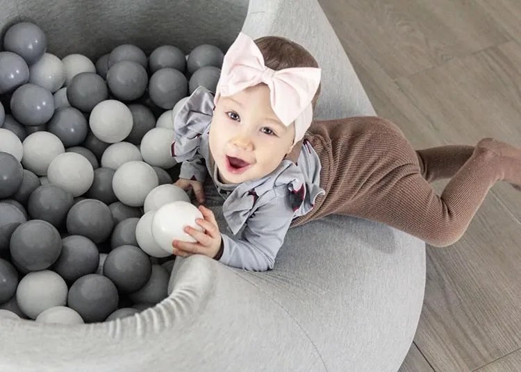 Suchý bazénik 90x40 cm, okrúhly, svetlo šedý, bavlna