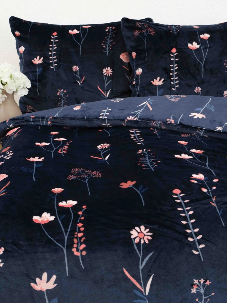 Obliečky mikroplyš Exclusive – Vlčie maky tmavo modré