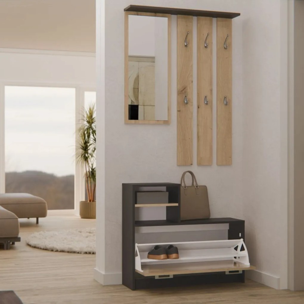 PREDSIEŇOVÁ STENA VANDA ŠEDÁ + DUB ARTISAN