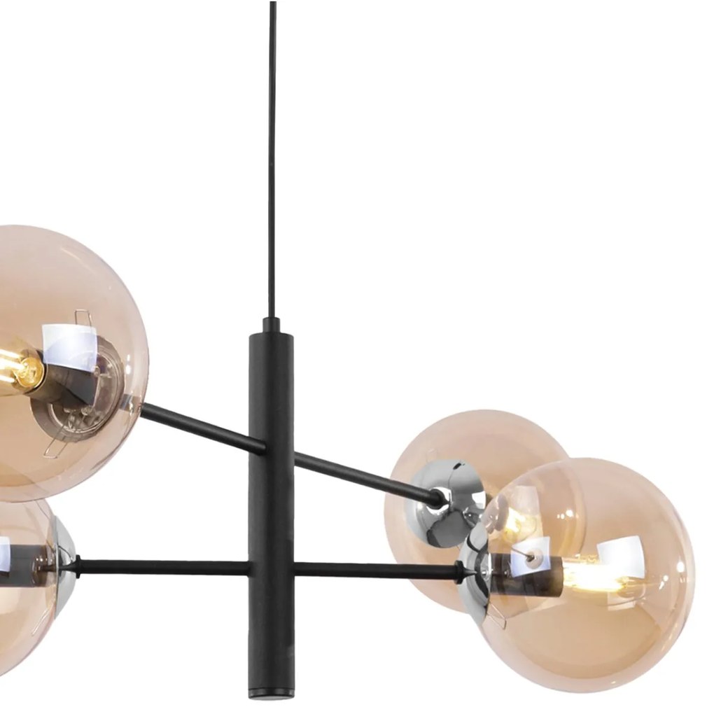 Závesne svietidlo Paris, 4x medové sklenené tienidlo, B/CH