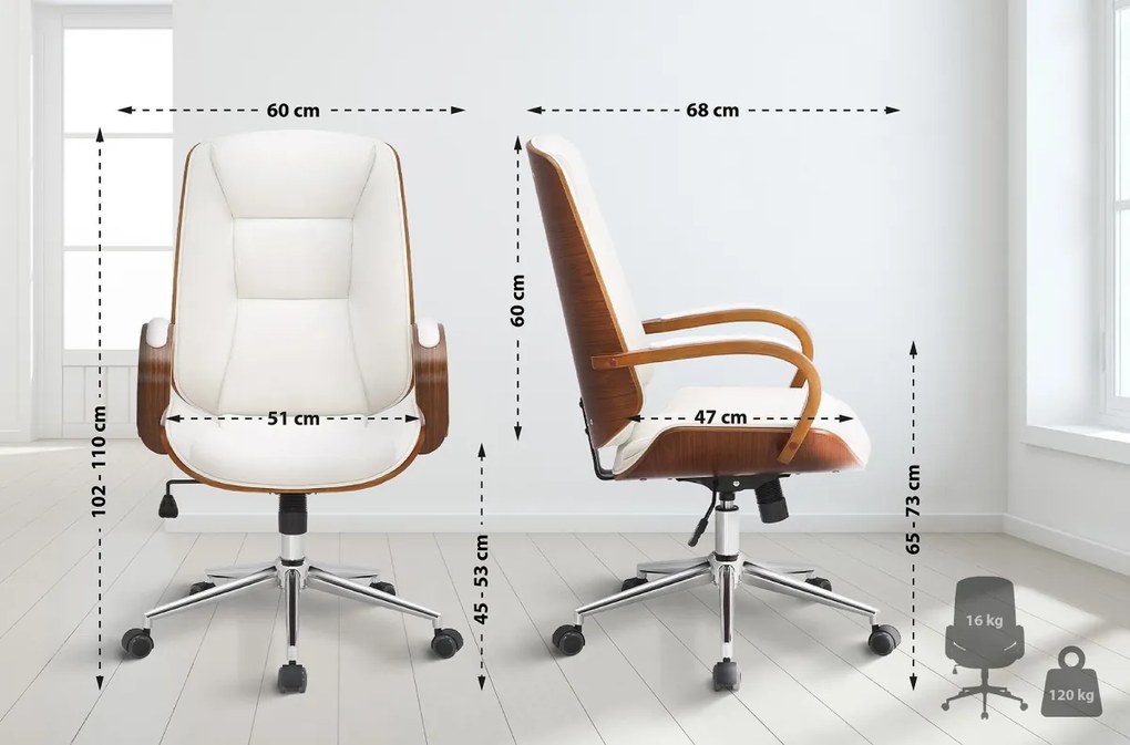 Design-Shop Kancelárska stolička Yankton - Orech / Biela