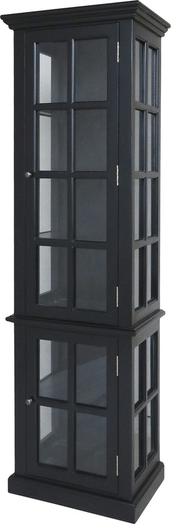 Čierná antik drevená skriňa / vitrína s policami Frances - 60*40*196cm