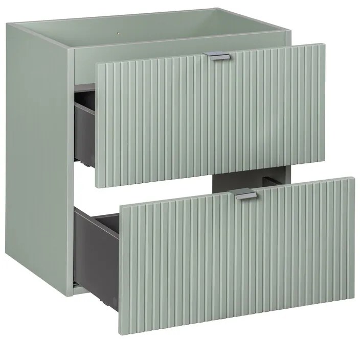 Závěsná skříňka Line Reed Green Beyond s deskou a umyvadlem 80 cm zelená/dub casella