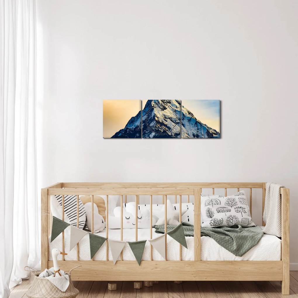 Obraz zasnežených hôr, Nepál (s hodinami) (90x30 cm)