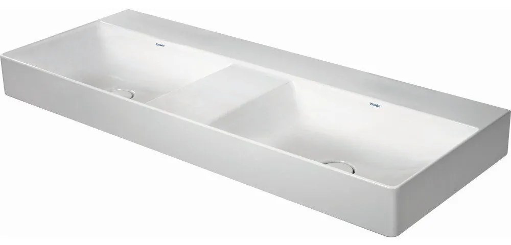 DURAVIT DuraSquare dvojumývadlo do nábytku bez otvoru, bez prepadu, 1200 x 470 mm, biela, s povrchom WonderGliss, 23531200701