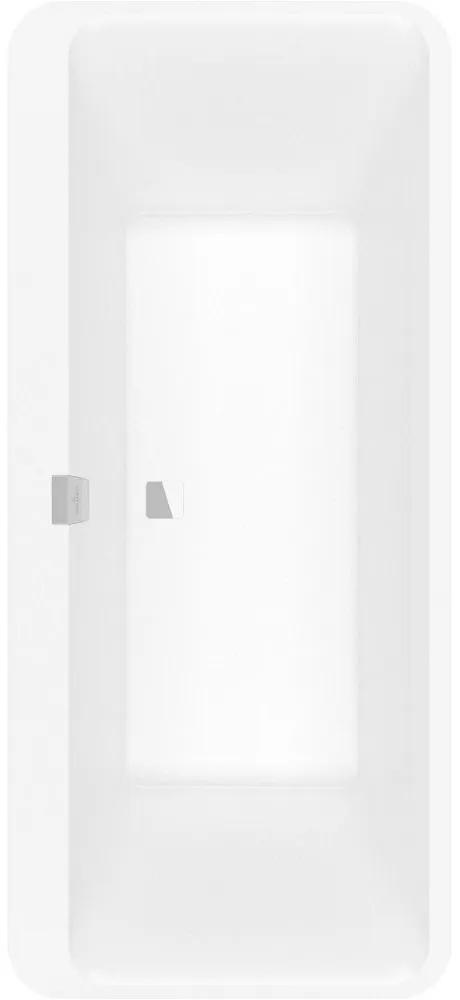 VILLEROY &amp; BOCH Squaro Edge 12 Excellence voľne stojaca vaňa z materiálu Quaryl (bez spoja medzi panelom a vaňou), odtok v strede, 1800 x 800 x 620 mm, Colour on Demand, biela alpská, UBQ180SQE9W2BCV-01