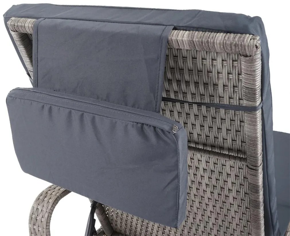 Lehátko Carrara, polyratan / hliník - šedé, vankúše tmavo šedé