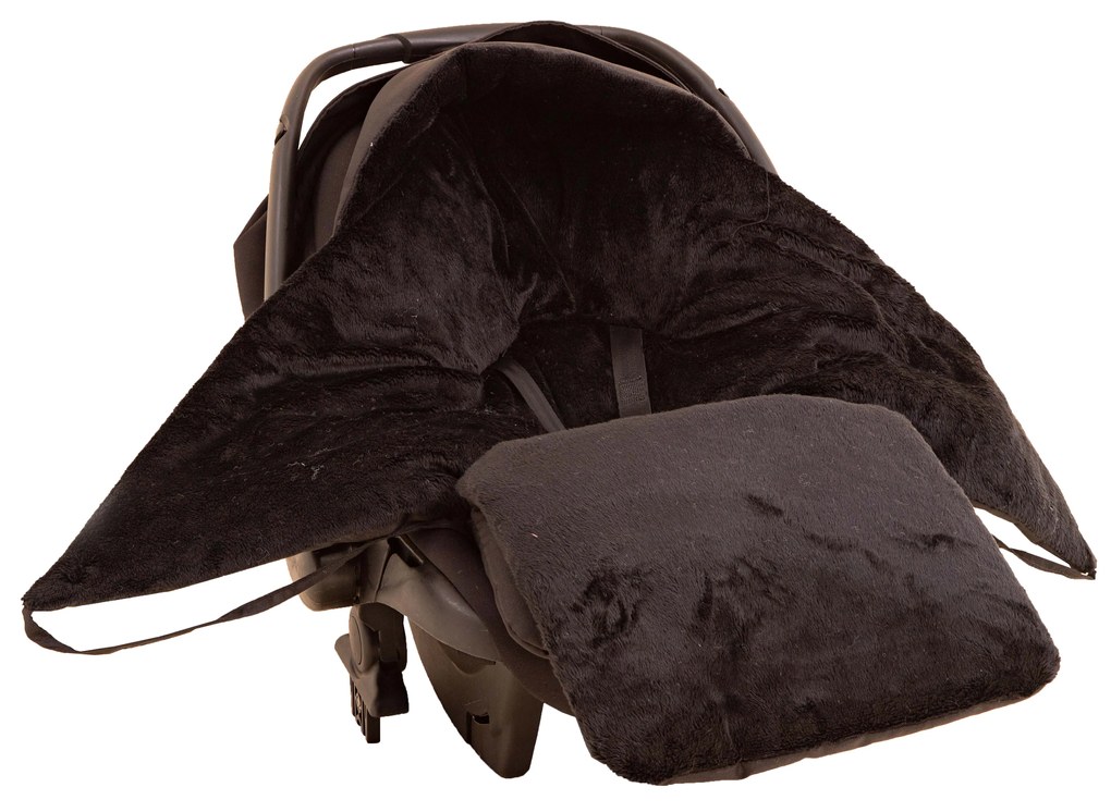 Zavinovacia deka s kapucňou do autosedačky - čierna