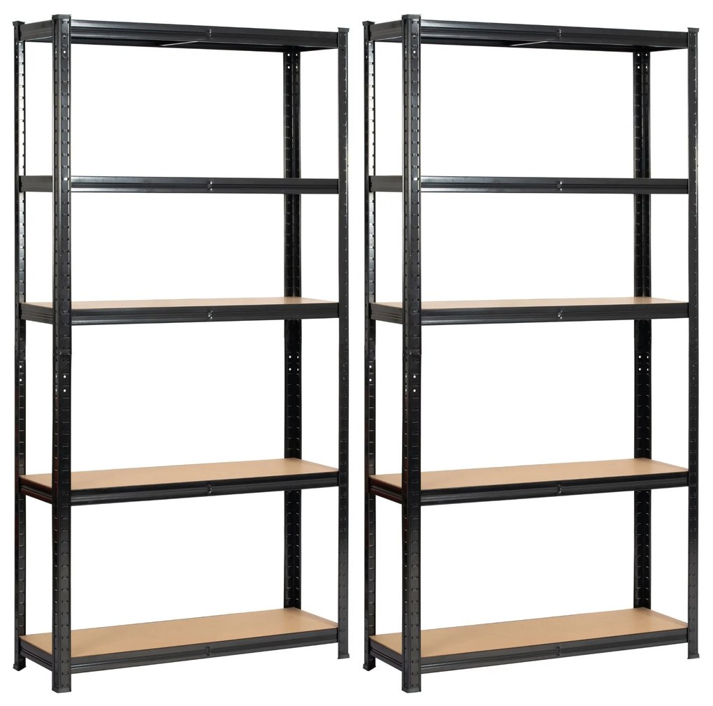 Sada 2 ks kovových regálů REGMET 90x30x180 cm černá