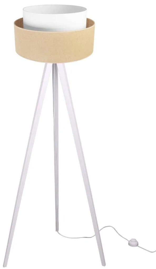Stojacia lampa Juta, 1x jutové/biele textilné tienidlo, (výber zo 6 farieb konštrukcie)