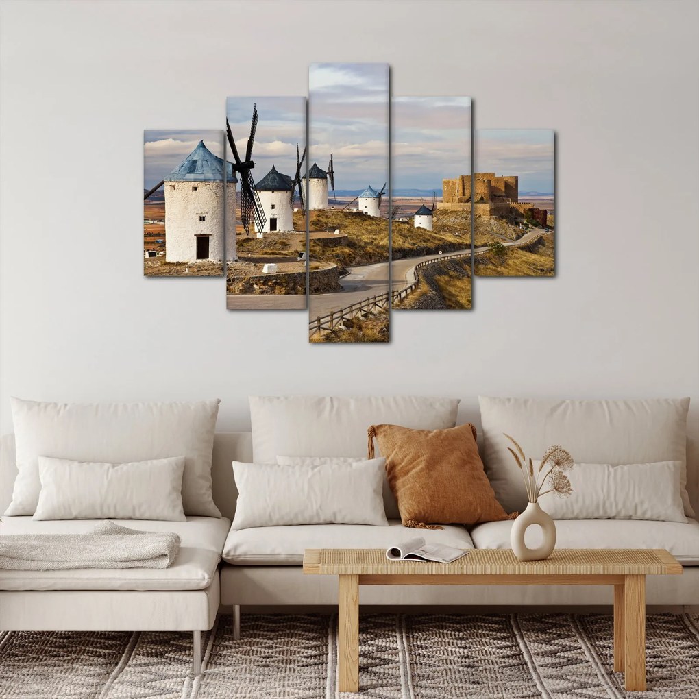 Obraz - Veterné mlyny Consuegra, Španielsko (150x105 cm)