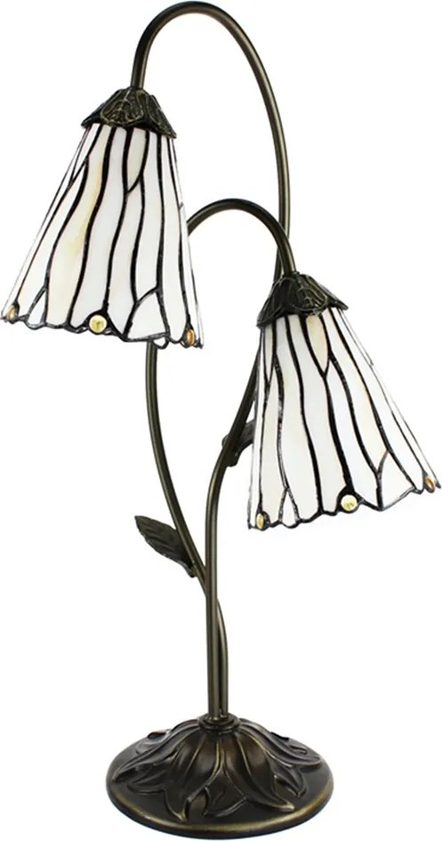 Stolná Tiffany lampa 2 tienidlá hnedé kamienky BrownEye - 35*18*61 cm E14/max 2*25W