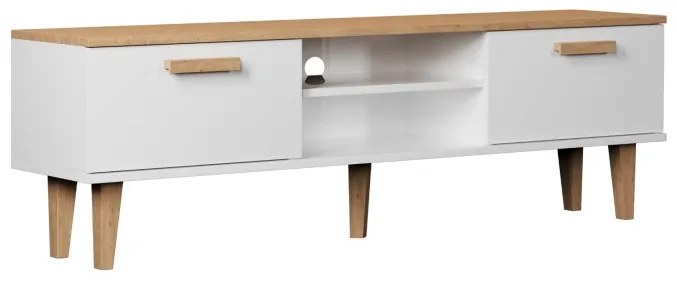 TV stolík DENVER 160 cm biely/dub hickory