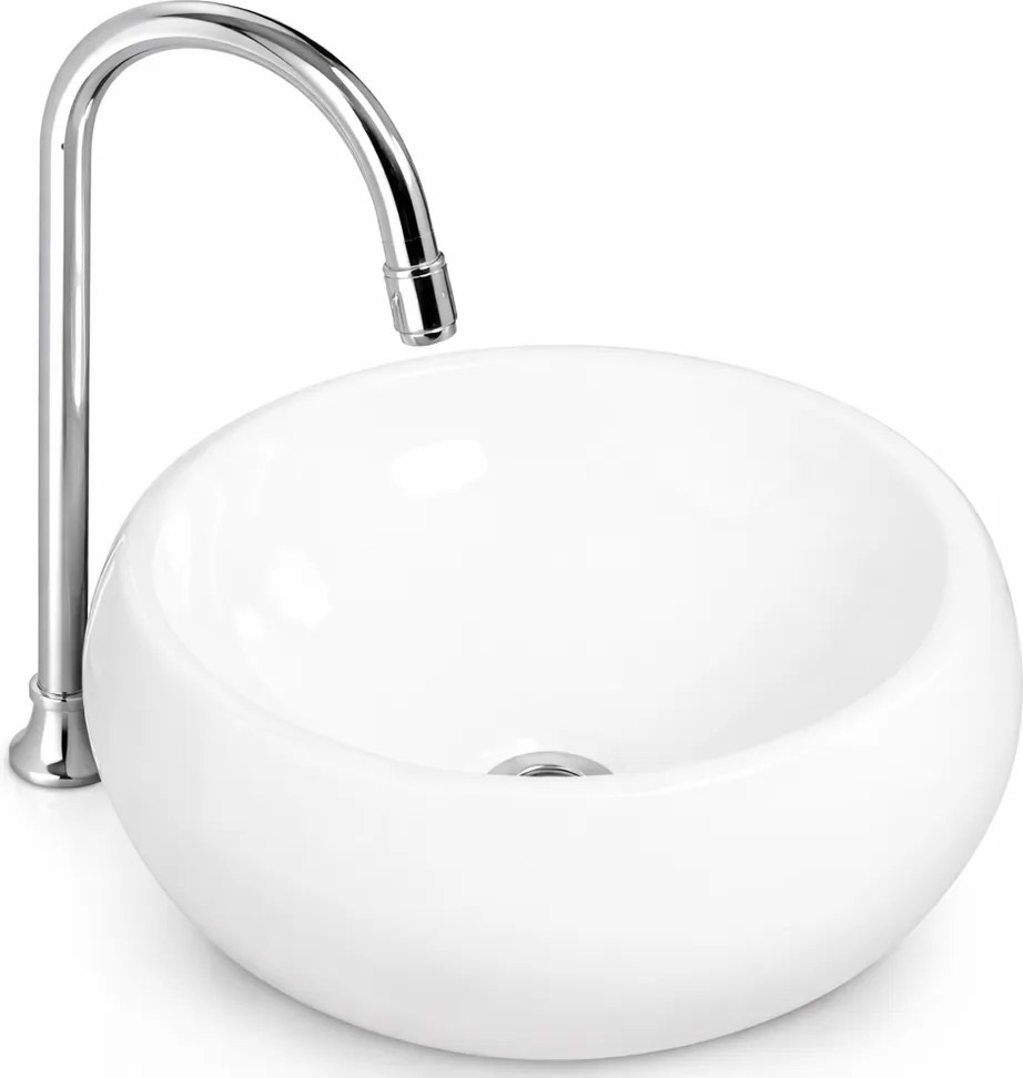 BARI || Umývadlo na dosku, keramika, biela, okrúhla