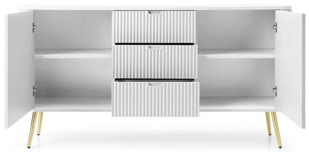 KOMODA BELLISSA BIELA + ZLATÉ NOŽIČKY 168 cm