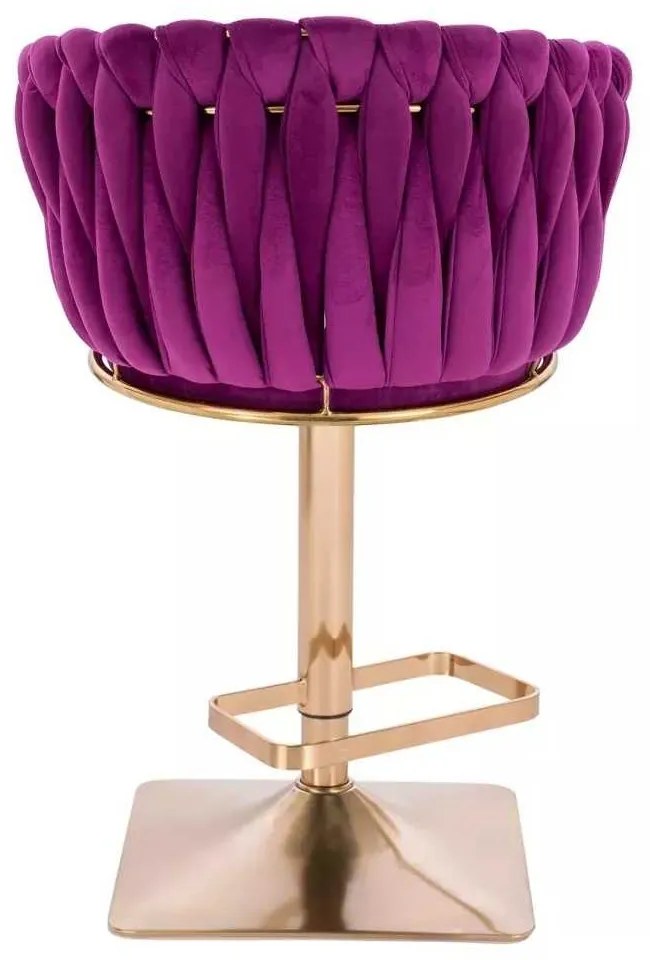 LuxuryForm DESIGN Barová stolička NORDEN VELUR na zlatej hranatej podstave - fuchsia