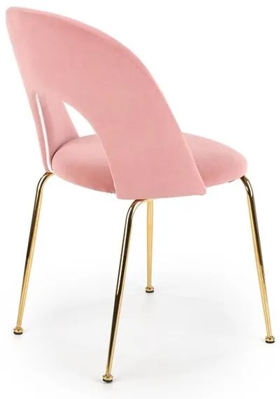 JEDÁLENSKÁ STOLIČKA MELI RUŽOVÝ ZAMAT + ZLATÉ NOHY