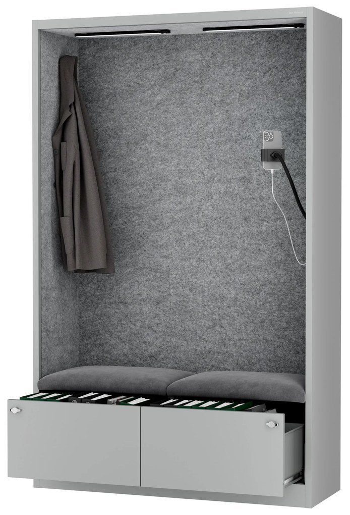 Akustická kabína SALLY MentalBox 1150 mm – sivý korpus, sivé sedadlo