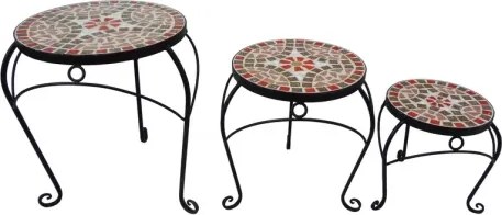 Sada stolíkov Mosaic, čierna/červená%