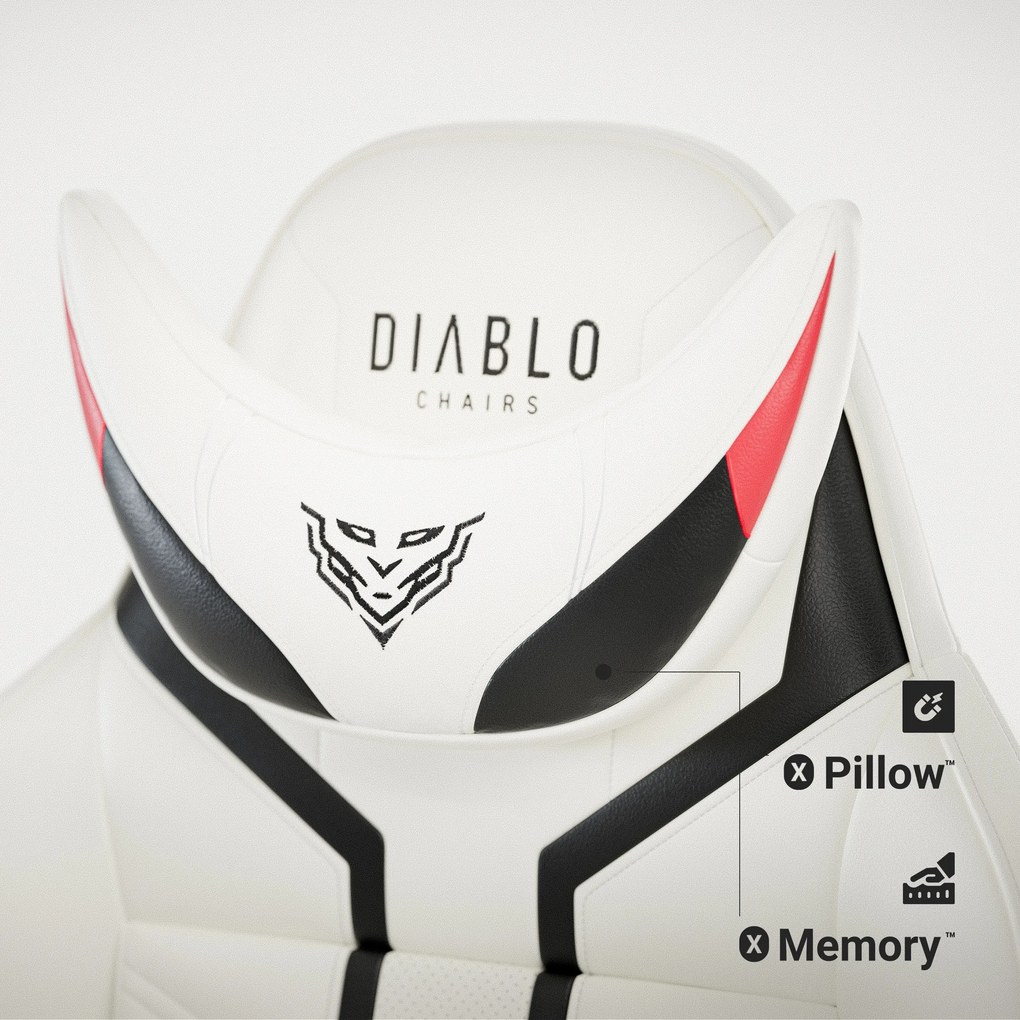 Herné kreslo z eko-kože King Size, bielo-čierne: Diablo X-Ray 2.0