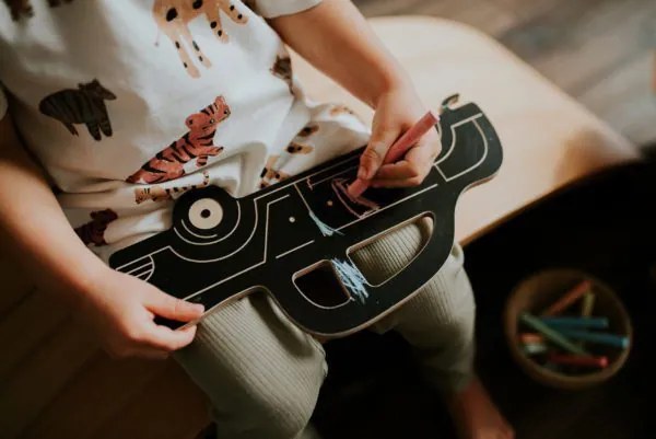 Dřevěná křídová tabule retro auto  Saturn