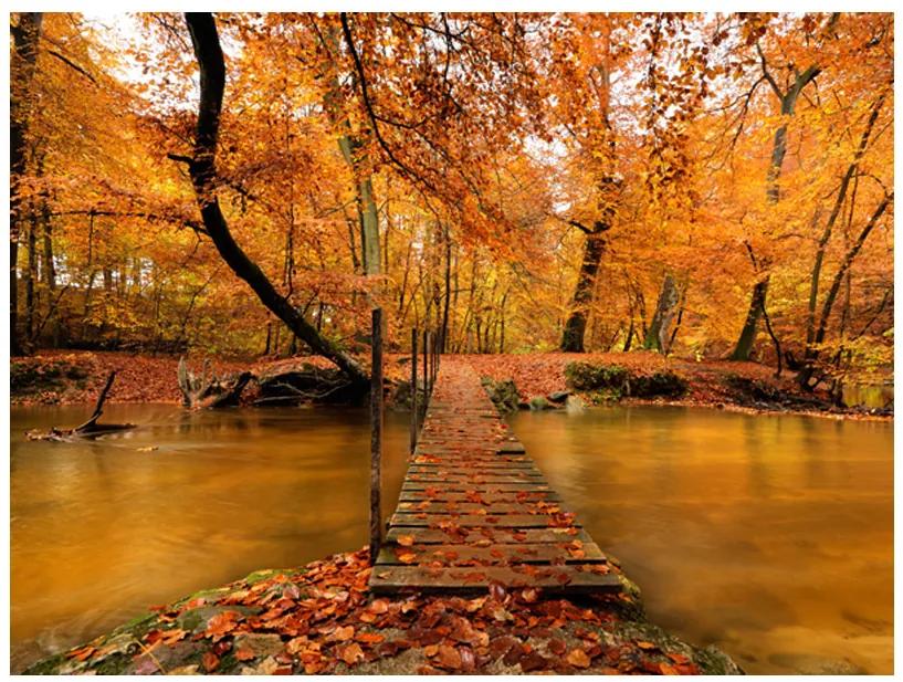 Artgeist Fototapeta - Autumn bridge Veľkosť: 196x154, Verzia: Samolepiaca