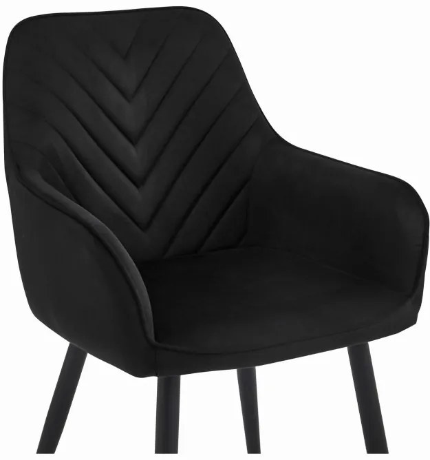 Set dvoch jedálenských stoličiek NANA zamatové, čierne (čierne nohy) 2 ks
