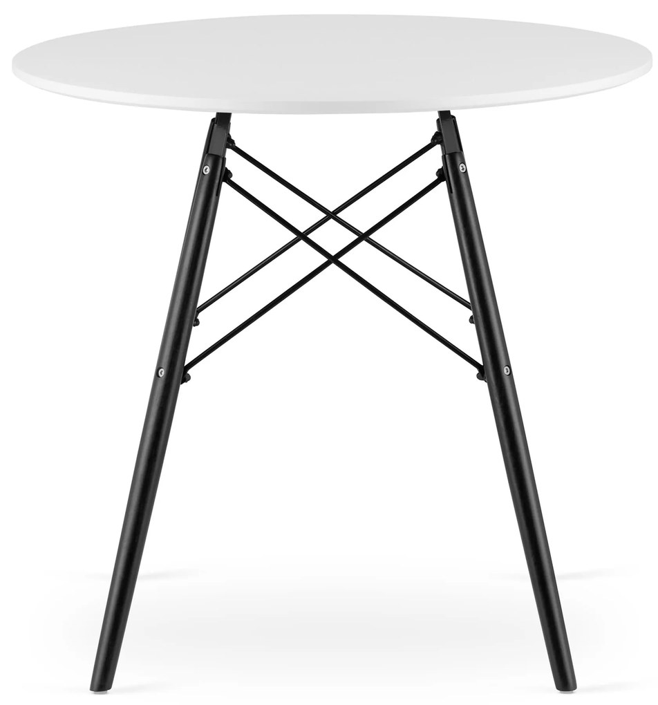 PreHouse TODI Okrúhly stôl 80 cm - biely / čierne nohy