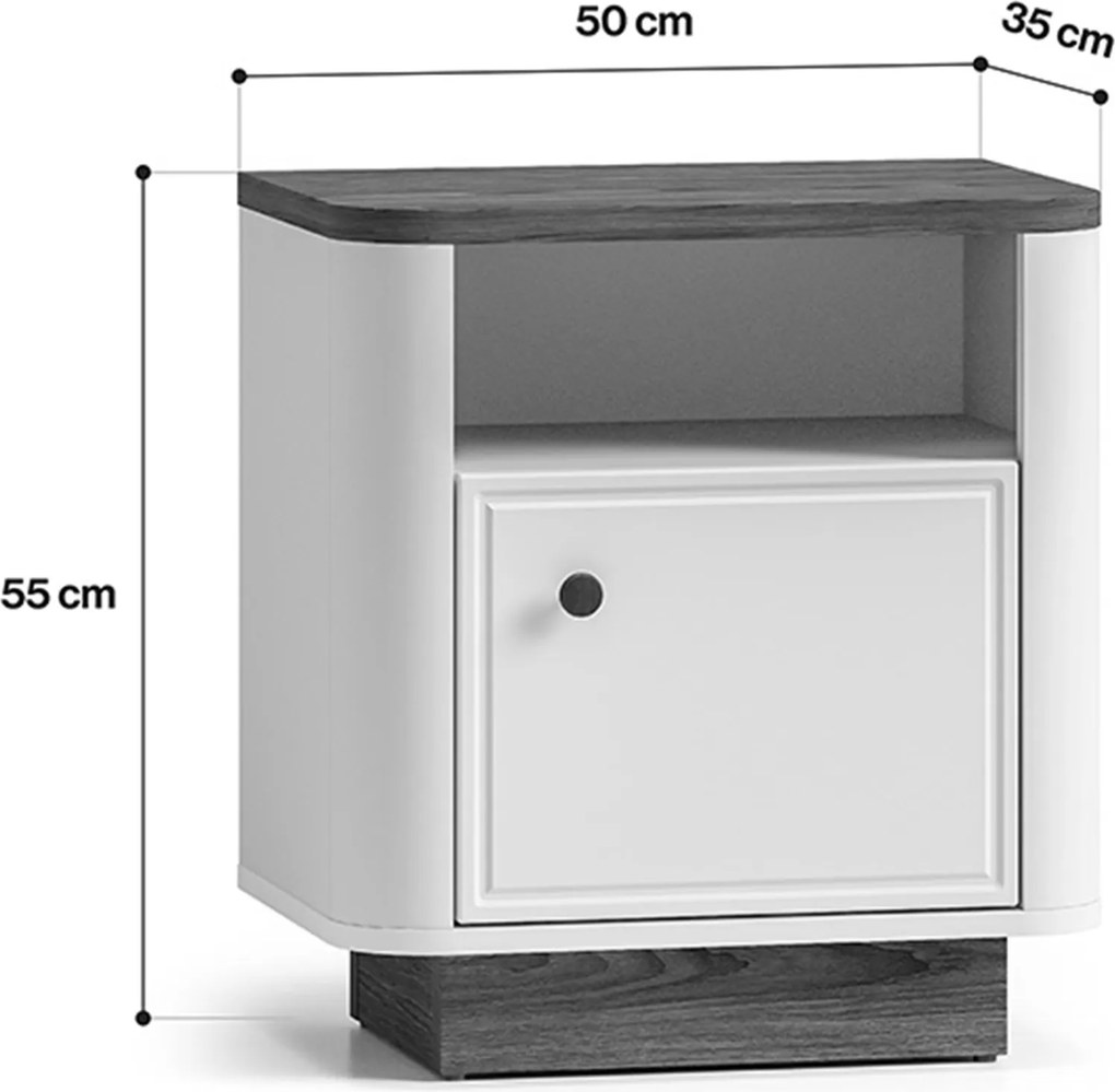 Nočný stolík Amberto 50 cm - kašmírová / dub windmill tmavý