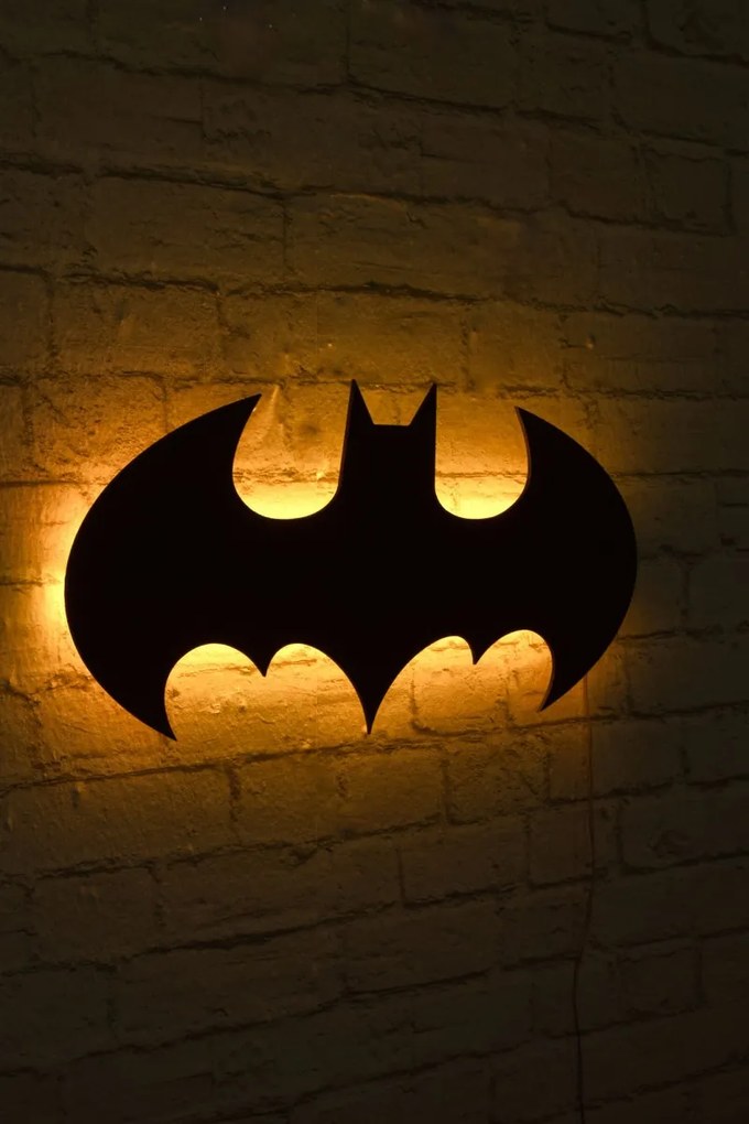 Nástenná dekorácia s led svetlom Batman žltá