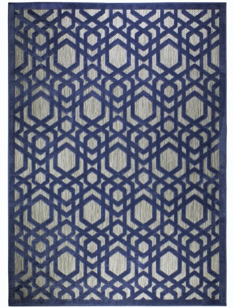 Kusový koberec Piatto Oro Blue – na von aj na doma, 120x170, modrá, chodba / predsieň, Flair Rugs