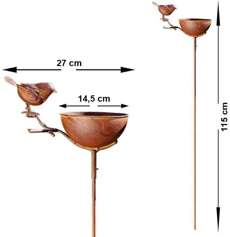 Zahradní pítko pro ptáčky Loki 115 cm hnědé