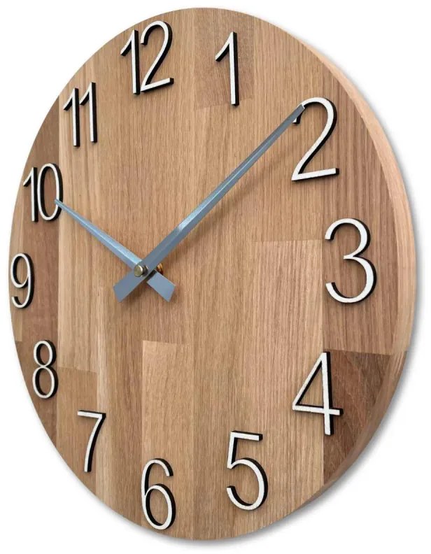 Elegantné nástenné hodiny z masívneho dubu I SENTOP MAS016-OSMO-3041-hands/silver