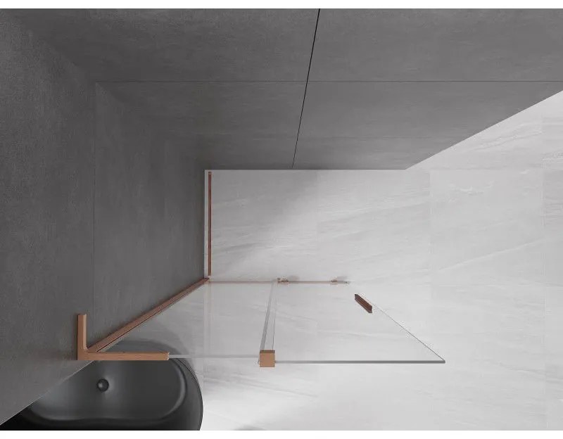 Mexen Velar L, posuvná sprchová zástena Walk-in 110 x 200 cm, 8mm číre sklo, medená matná, 871-110-003-03-65
