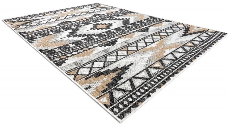 Dywany Łuszczów Kusový koberec Cooper Sisal Aztec 22235 ecru/black – na von aj na doma - 140x190 cm