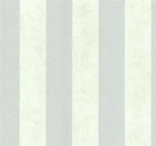 Vliesové tapety, pruhy bielo-strieborné, Carat 1334620, P+S International, rozmer 10,05 m x 0,53 m