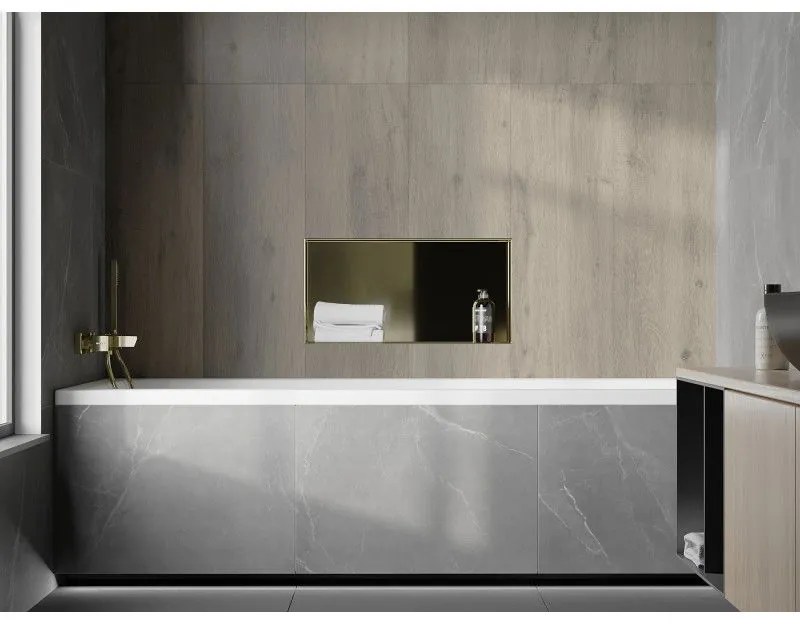 Mexen X-Wall-NR, polička na zapustenie pod obklad bez goliera 60 x 30 cm, zlatá lesklá, 1951603010