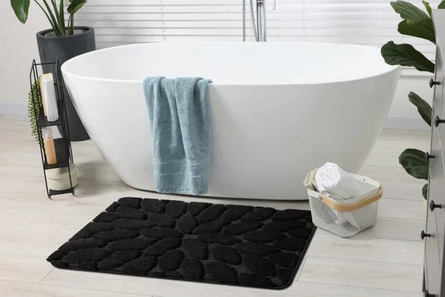 Kúpeľňový koberček SUPREME STONES kamienky, čierny