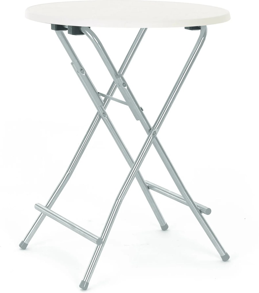 Skladací barový stôl Nina, Ø 850x1050 mm, biely, galvanizovaná podnož