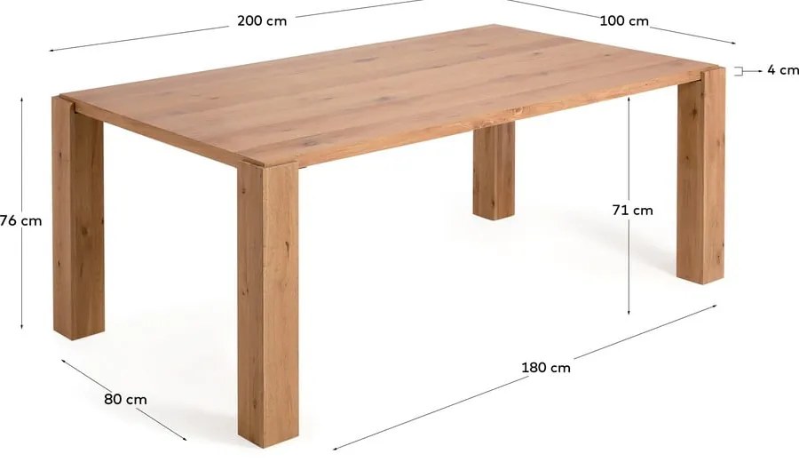 Jedálenský stôl v dekore duba 100x200 cm Deyanira – Kave Home