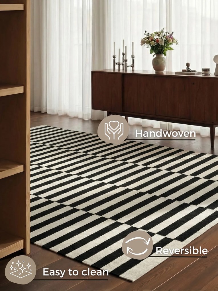 Hanse Home, Kusový koberec Vika 106207 Black White, 200x300, čiernobiela, obývacia izba