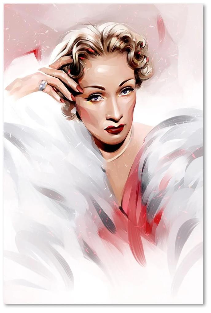 Gario Obraz na plátne Marlene Dietrichová v bielom kožuchu - Dmitry Belov Rozmery: 40 x 60 cm