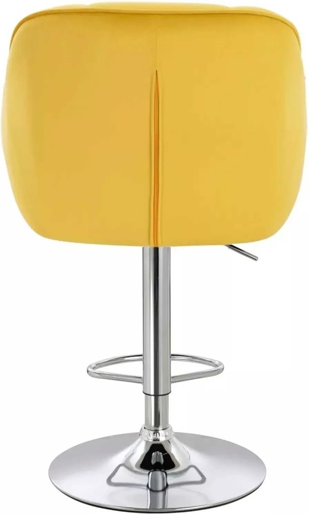 LuxuryForm DESIGN Barová stolička AVOLA VELUR na striebornom tanieri - žltá