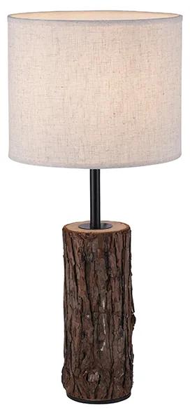 Vidiecka stolová lampa drevená s bielym tienidlom - Oriana