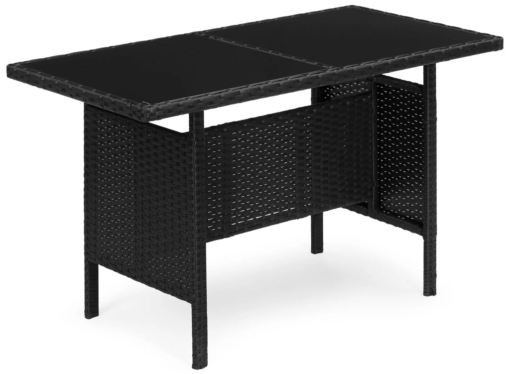 Sada záhradného nábytku z technorattanu, lavica, stôl, stoličky, čierna, MultiGarden