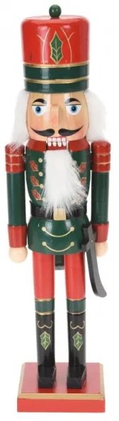 Luskáčik v červeno-zelenom oblečení s mečom 38 cm